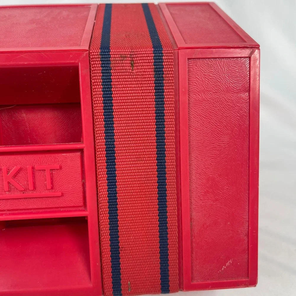 Vintage Rolykit S-11 Red Hexagonal Rolling Storage Organizer Dutch Design Box